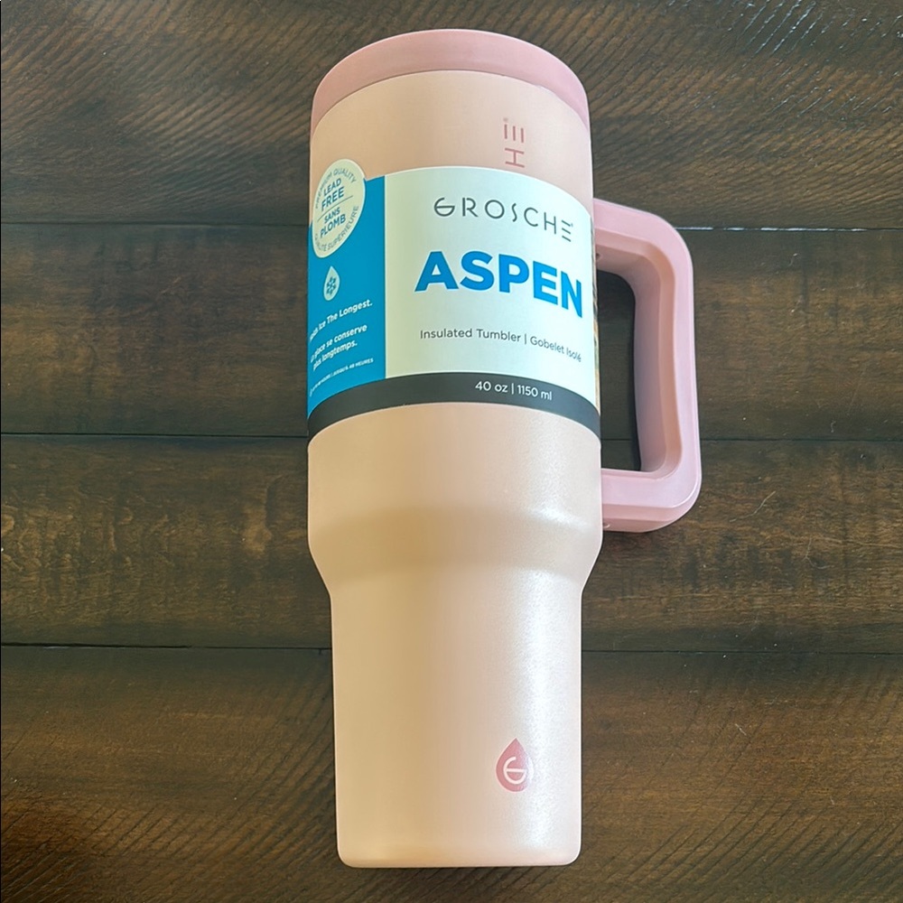 NIB GROSCHE x Jilly Box Aspen Insulated Tumbler in Peach Rose